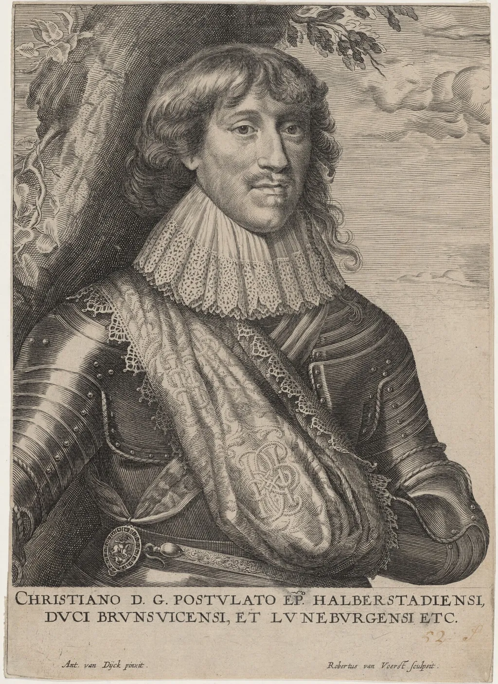 Christian, Duke of Brunswick, by Robert van Voerst, ink, 1616