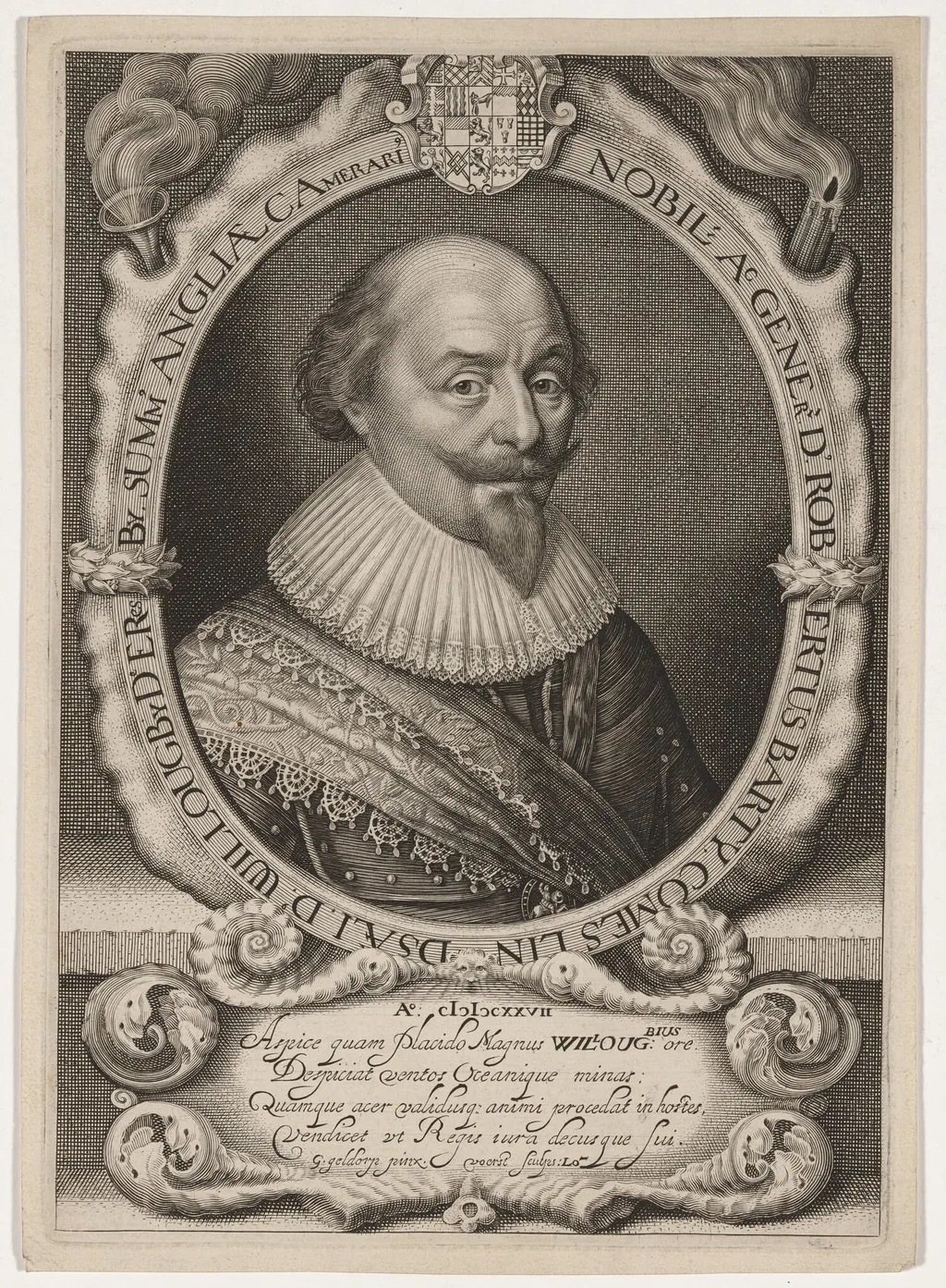 Robert Bertie, First Earl of Lindsey, Royalist, Fell at Edgehill, by Robert van Voerst, ink, 1627