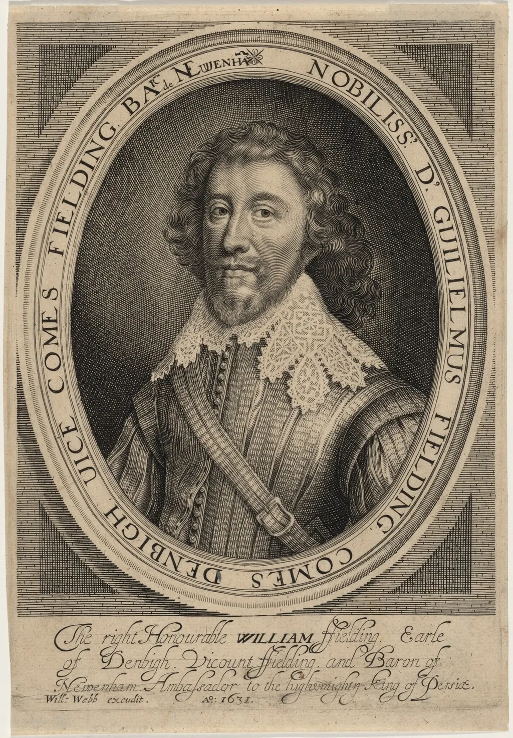 William Fielding, First Earl of Denbigh, by Robert van Voerst, ink, 1616