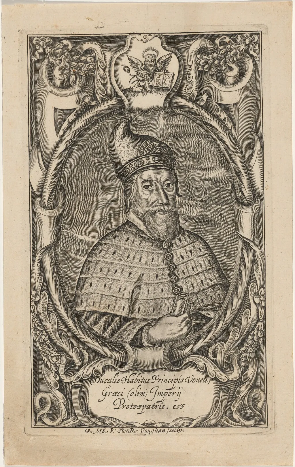 A Doge of Venice, by Robert Vaughan, ink, 1640