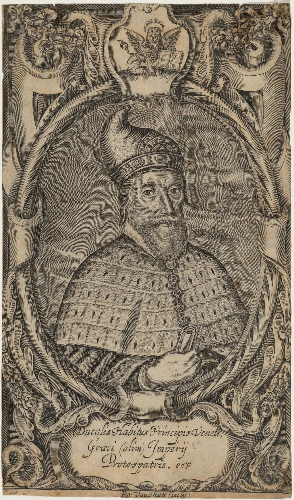 A Venetian Doge, by Robert Vaughan, ink, 1640