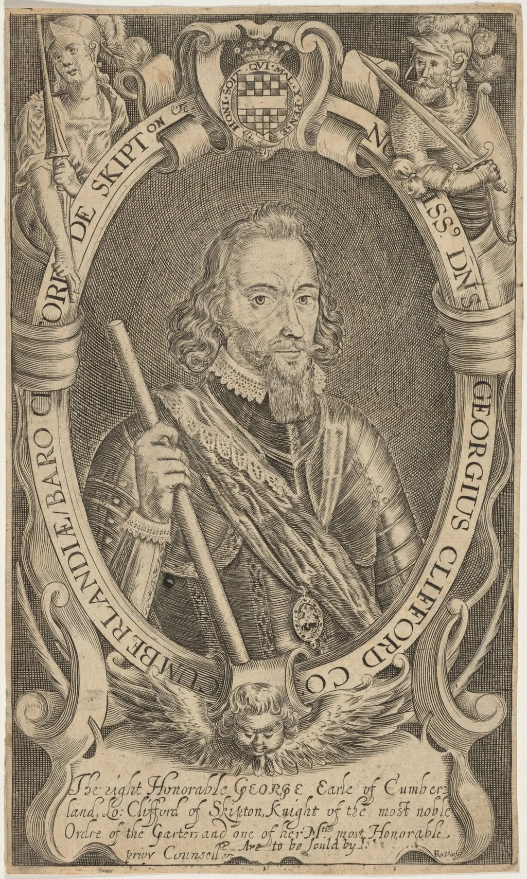 George Clifford, Earl of Cumberland, by Robert Vaughan, ink, 1640