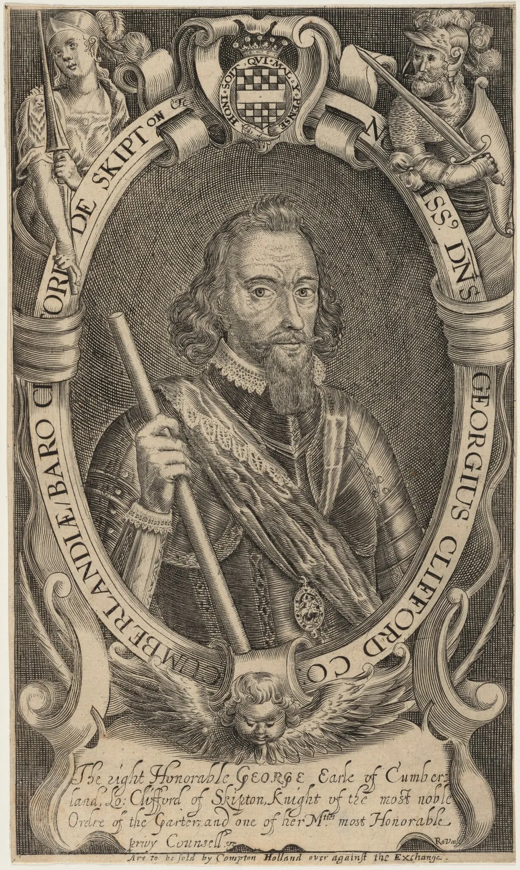 George Clifford, Third Earl of Cumberland, by Robert Vaughan, ink, 1640