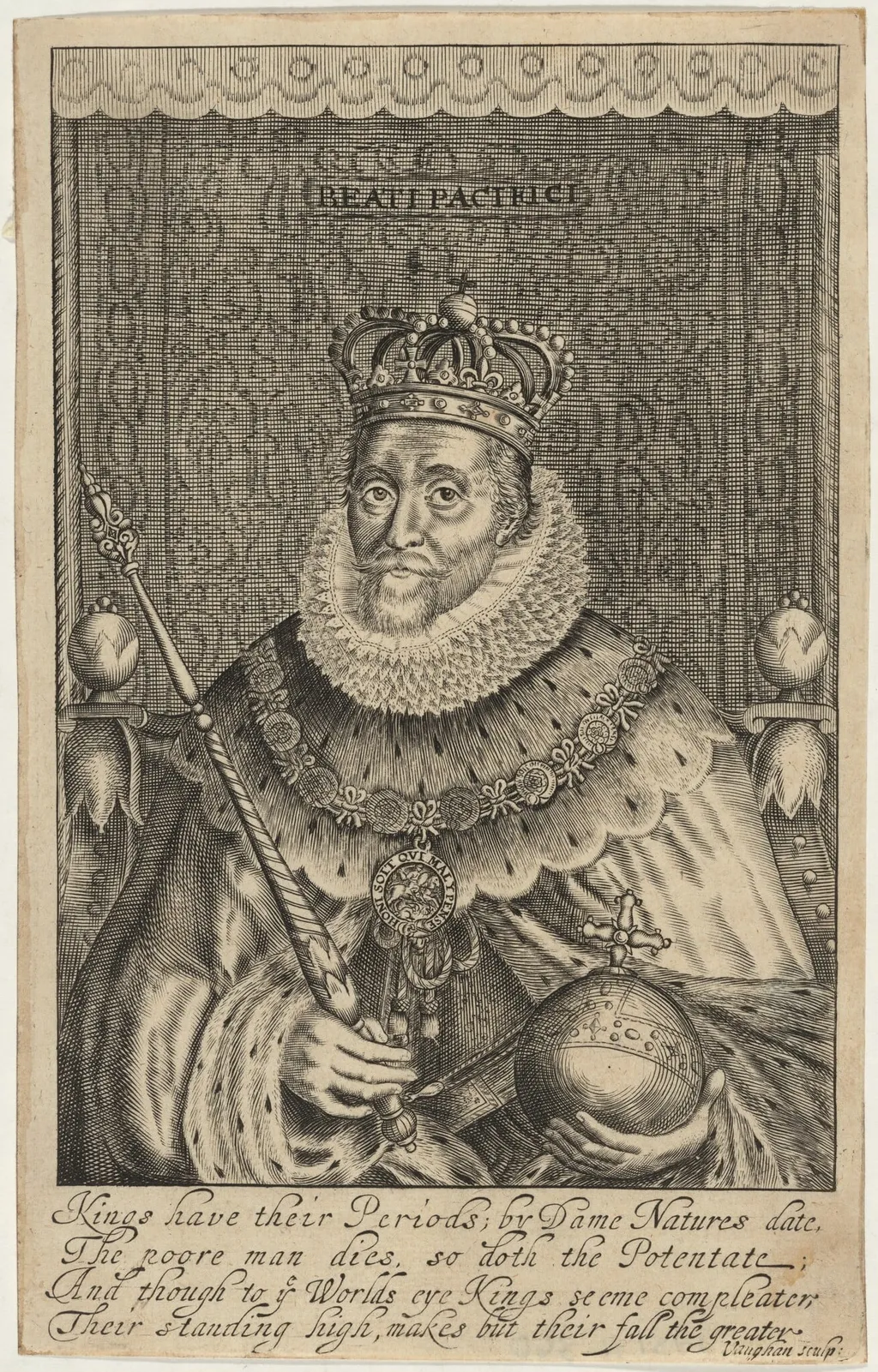 James I, by Robert Vaughan, ink, 1640