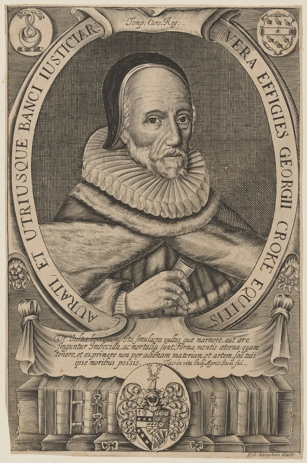 Sir George Croke, by Robert Vaughan, ink, 1640