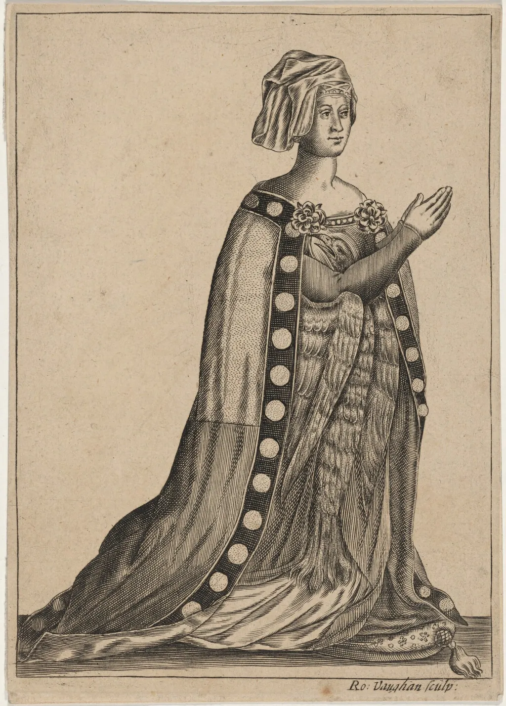 The Lady of Rochford, by Robert Vaughan, ink, 1654