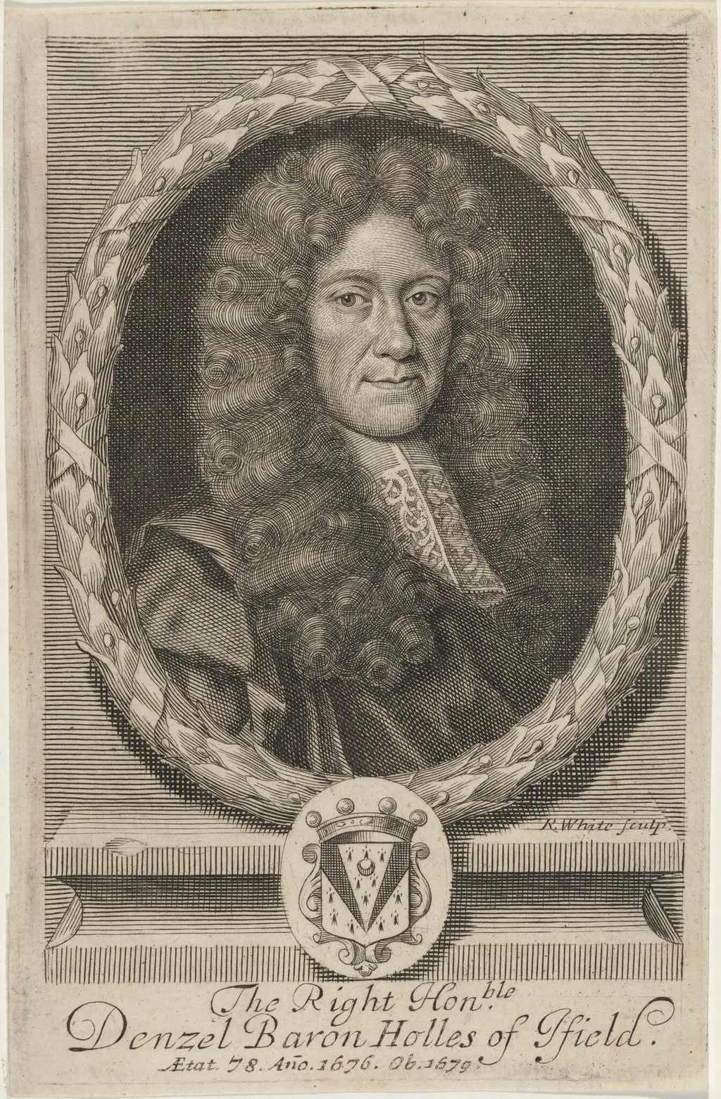 Denzil, First Baron Holles, by Robert White, ink, 1699