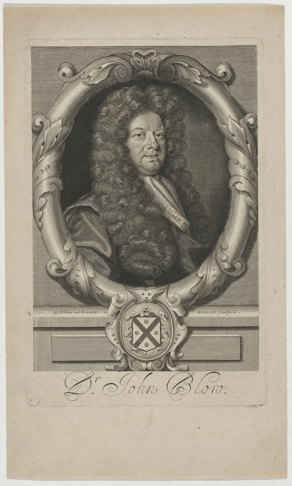 Dr. John Blow, Musical Composer and Organist, by Robert White, ink, 1700
