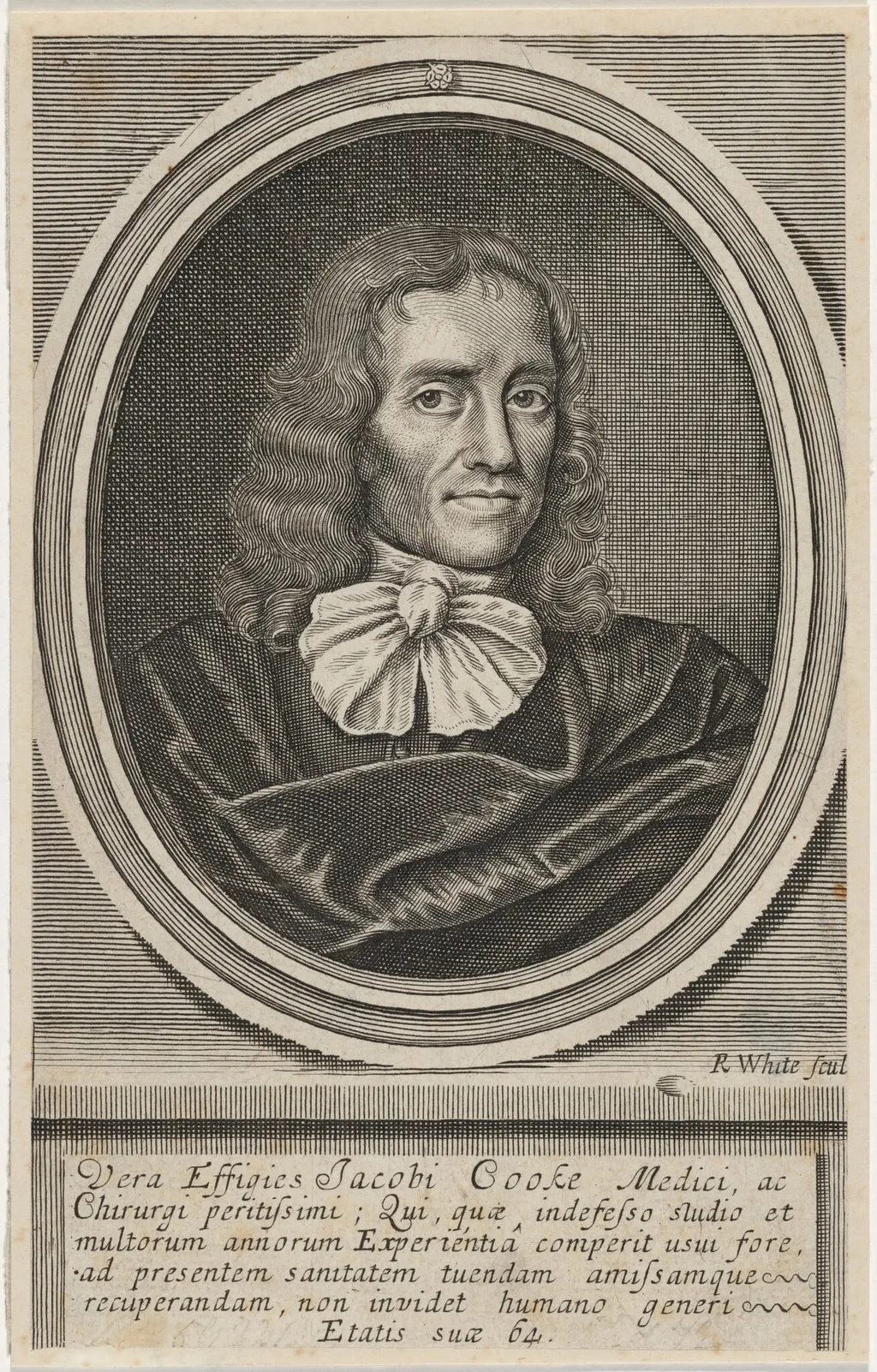 James Cooke, by Robert White, ink, 1676