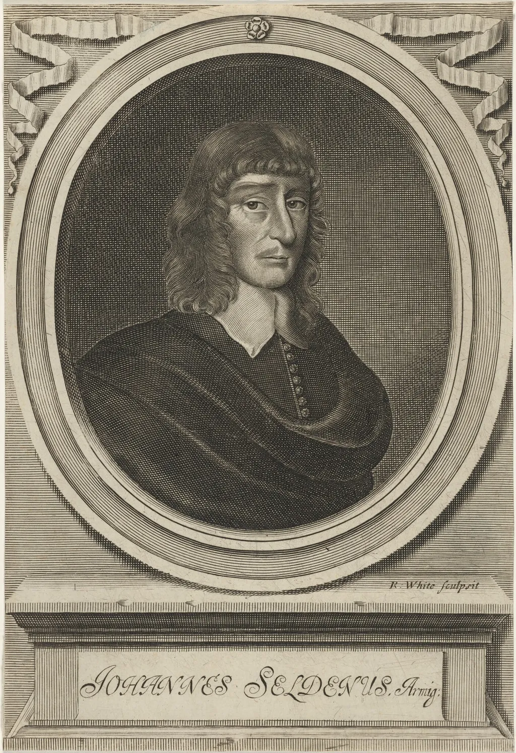 John Selden, by Robert White, ink, 1683