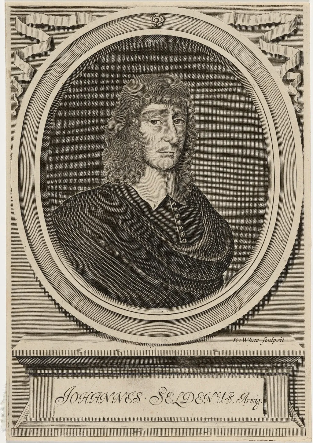 John Selden, by Robert White, ink, 1674