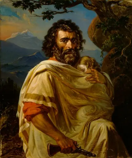 Italialainen mies lapsi käsivarrellaan, by Robert Wilhelm Ekman