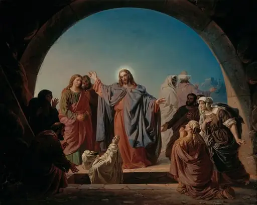 Jeesus herättää Lasaruksen, repliikki Turun Tuomiokirkon freskomaalauksesta, by Robert Wilhelm Ekman
