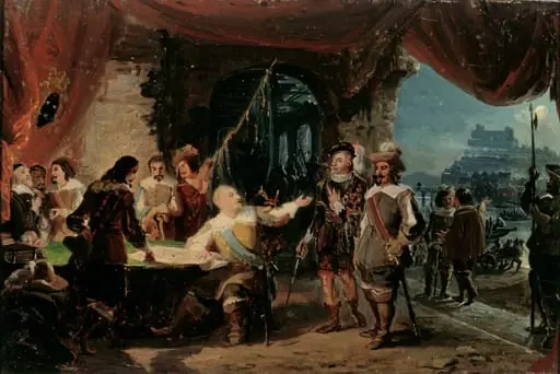 Kustaa II Adolf ja hänen sotaneuvostonsa Würzburgissa, luonnos, by Robert Wilhelm Ekman