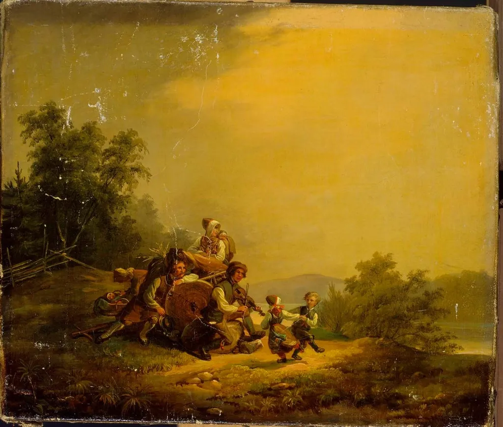 Lepääviä maalaisia ja tanssivia lapsia, by Robert Wilhelm Ekman, unspecified
