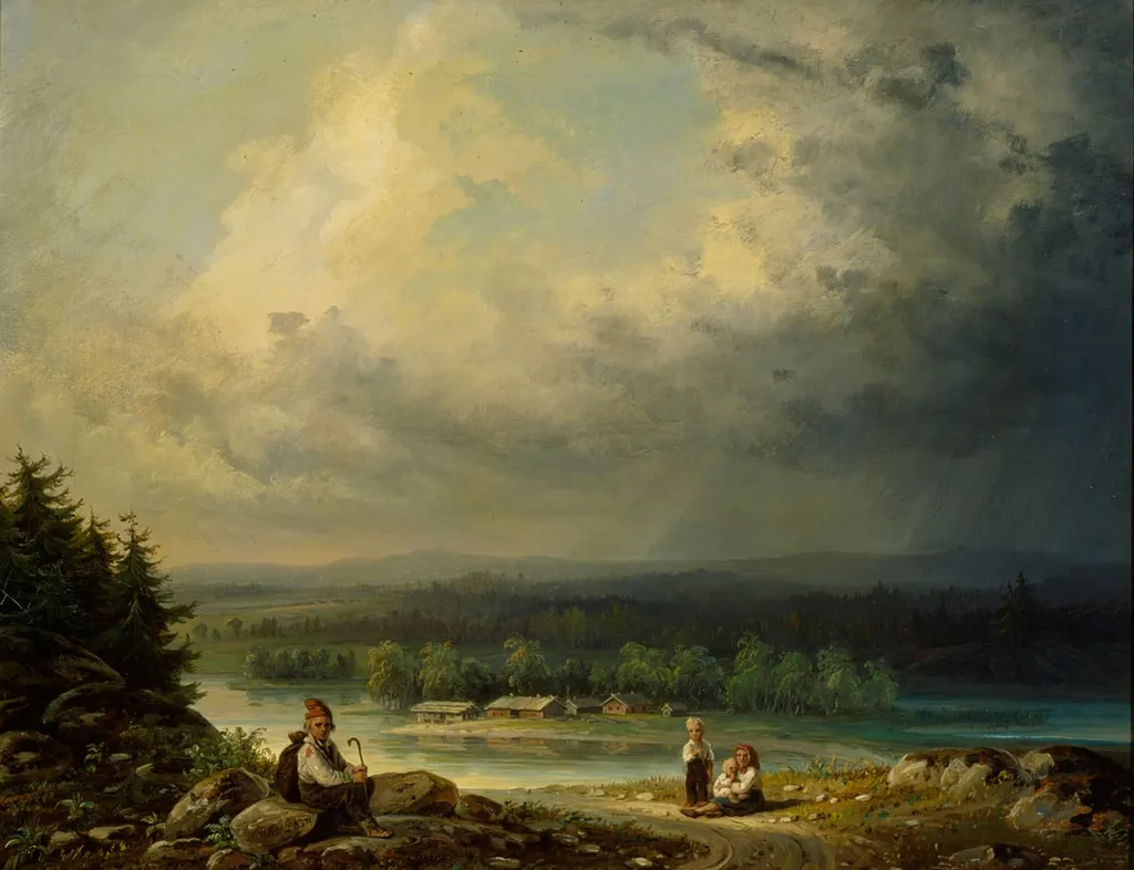 Neljä talonpoikaislasta maisemassa, by Robert Wilhelm Ekman, unspecified