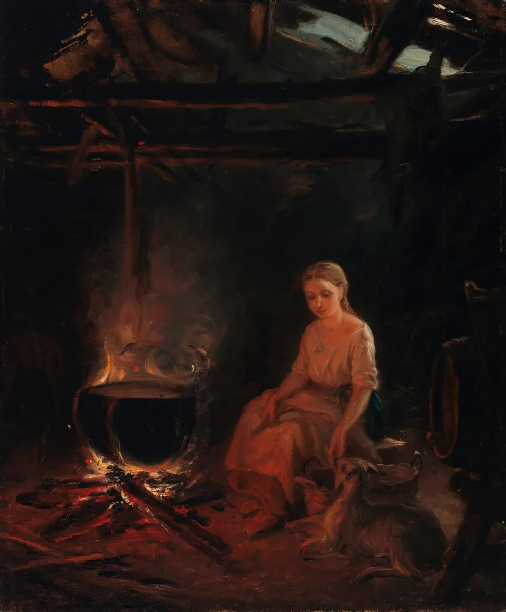 Talonpoikaistyttö padan ääressä, by Robert Wilhelm Ekman, unspecified