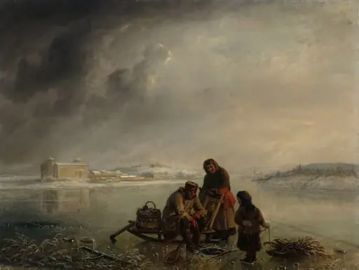 Talvikalastusta Turun linnan ulkopuolella, by Robert Wilhelm Ekman