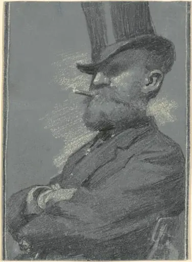 Man in Top Hat, Smoking a Cigar, by Robert William Vonnoh