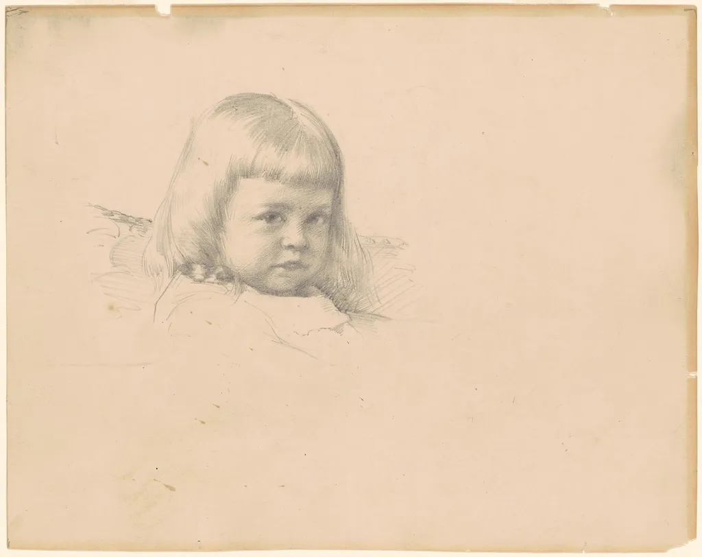 Study for "Portrait of Esther Haydin", by Robert William Vonnoh, graphite, 1886