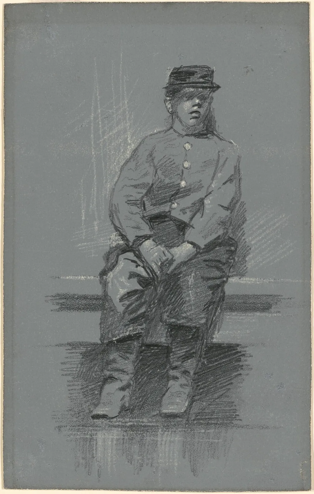 The Cadet, by Robert William Vonnoh, graphite, 1801