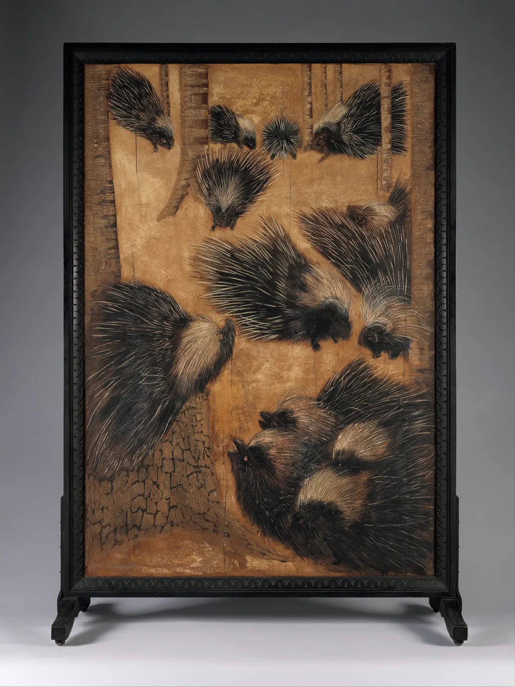 Screen: "Porcupines" and "Nightmare", by Robert Winthrop Chanler, oil, 1914