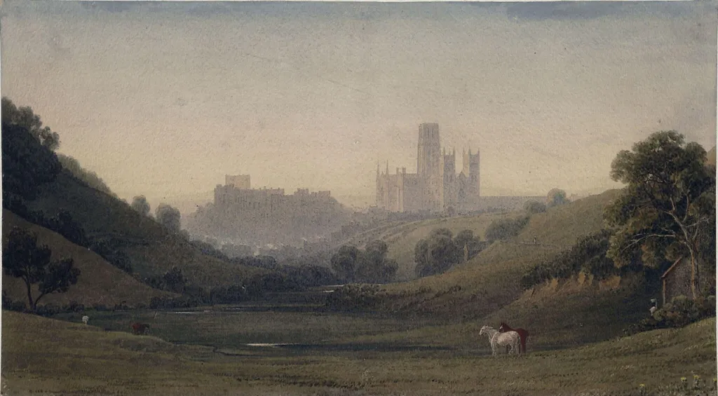 Durham Cathedral and Castle, by Robson, watercolor, 1805