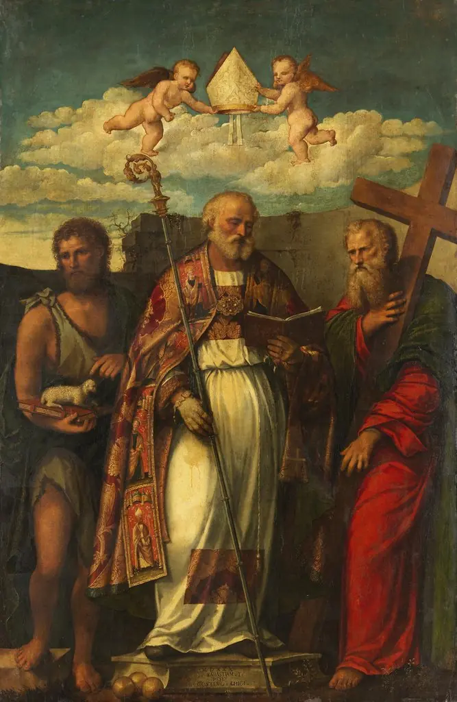 Saint Nicholas of Bari, John the Baptist and Philip, by Rocco Marconi
