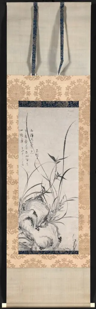 Rock, Bamboo, and Orchids