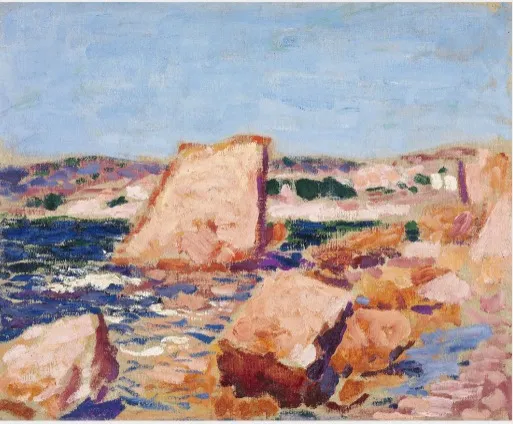A Landscape with Rocks, by Roderic O'Conor, oil, 1910