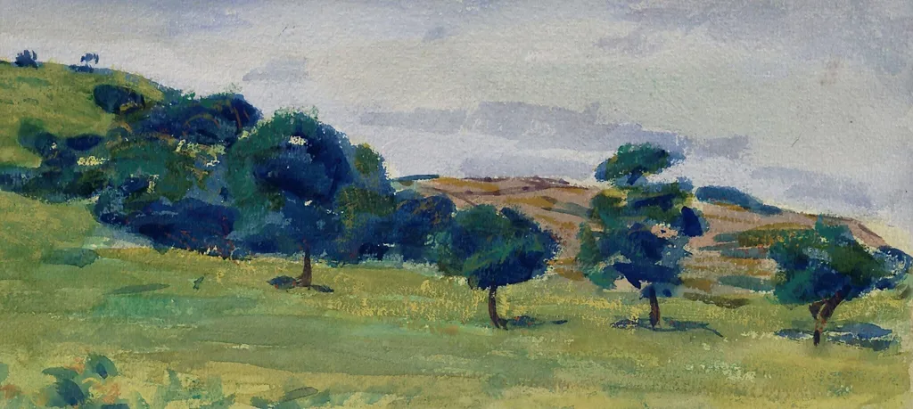 Landscape in Brittany, by Roderic O'Conor, watercolor, 1894