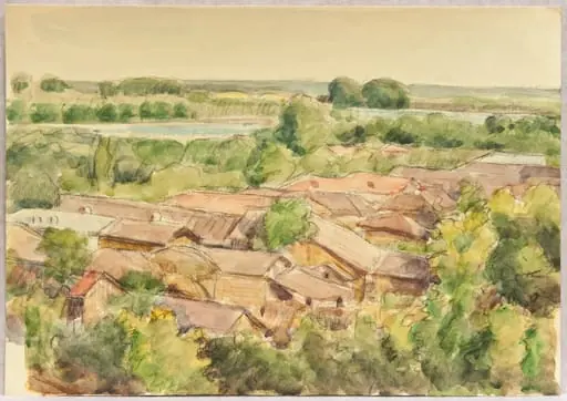 Peisaj panoramic cu case, by Rodica Maniu