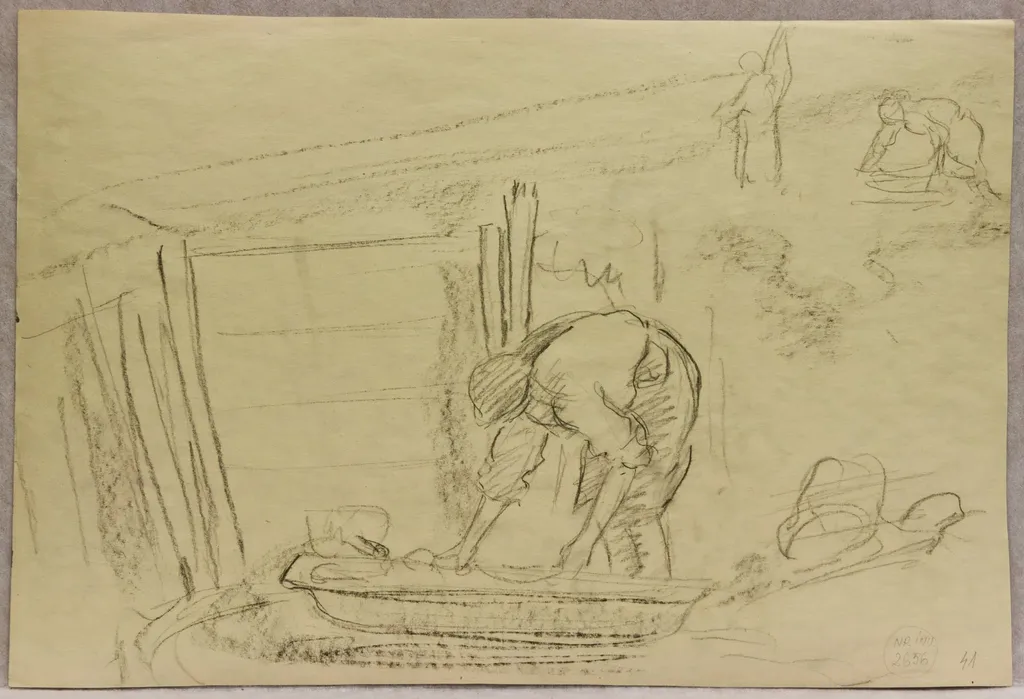 Verso: Spălătorese, by Rodica Maniu, 1950
