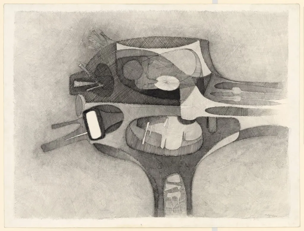 Untitled, by Rodolfo Abularach, ink, 1958