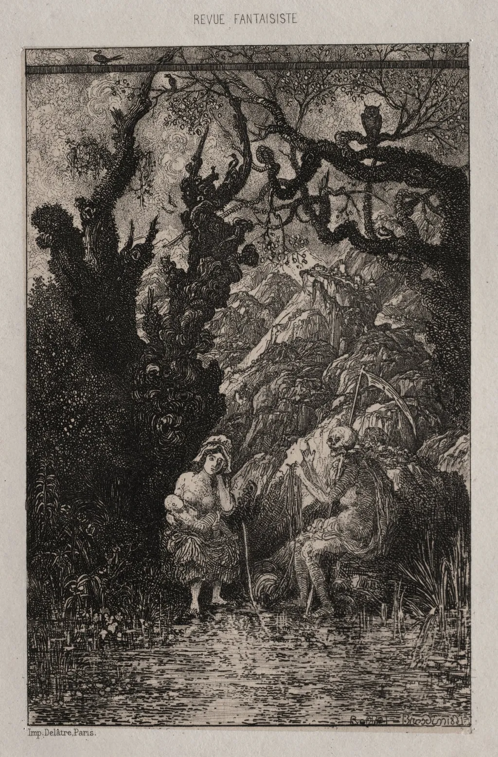 Death and the Young Mother, by Rodolphe Bresdin, 1861