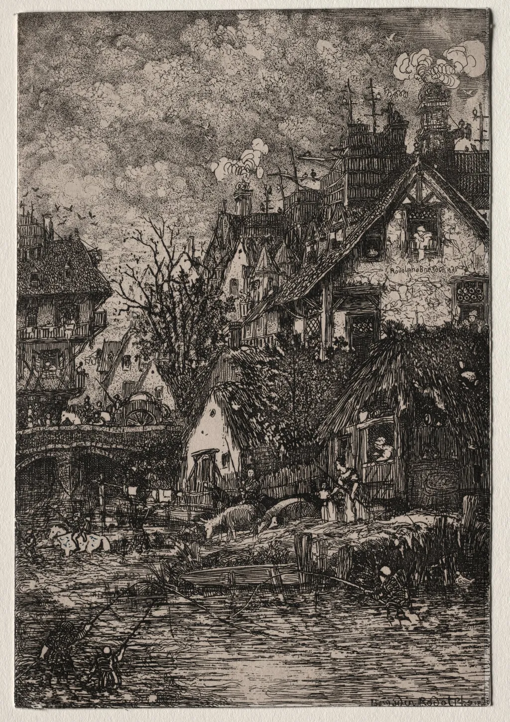 Entrance to a Village, by Rodolphe Bresdin, 1861
