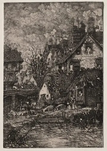 Entrance to a Village, by Rodolphe Bresdin