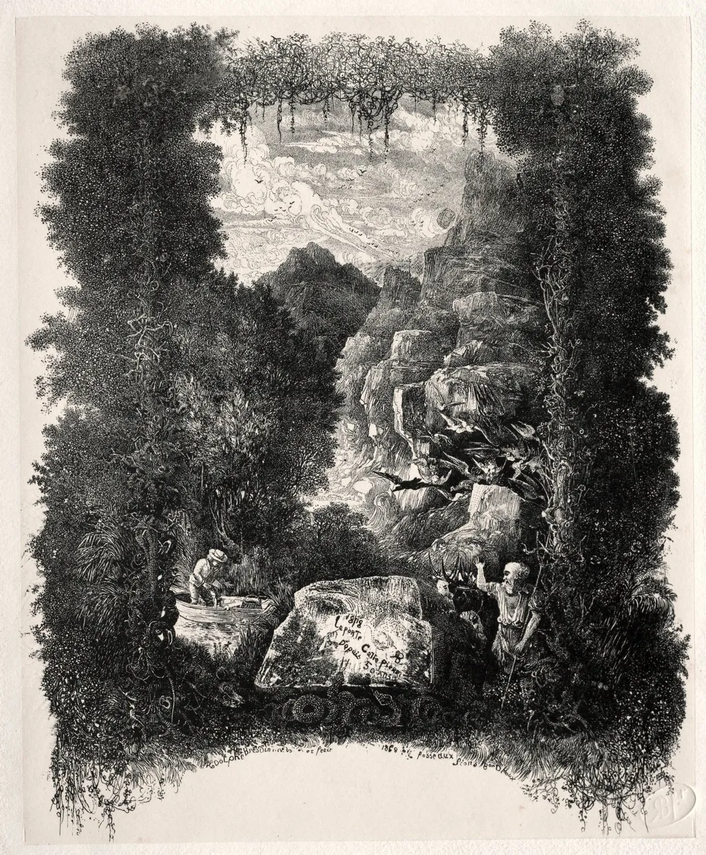 First frontispiece for Fables and Fairy-Tales by Thierry-Faletans, by Rodolphe Bresdin, 1868