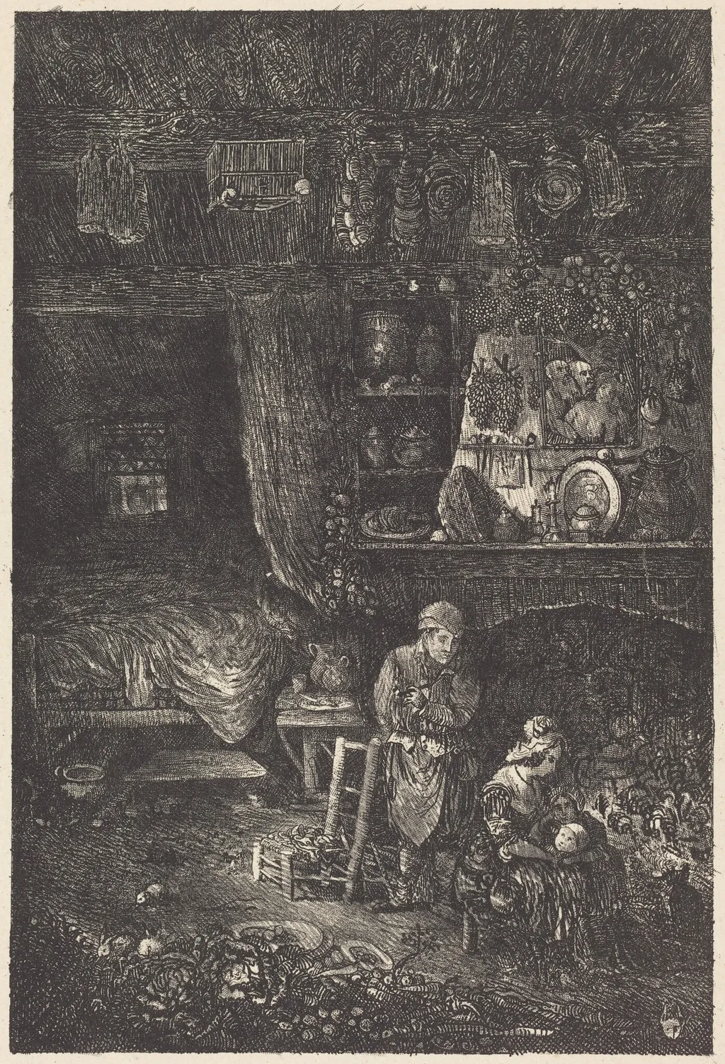 Flemish Interior, by Rodolphe Bresdin, ink, 1873