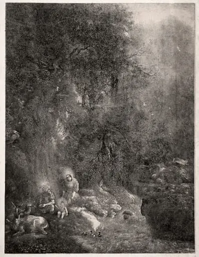 Holy Family with Deer, by Rodolphe Bresdin