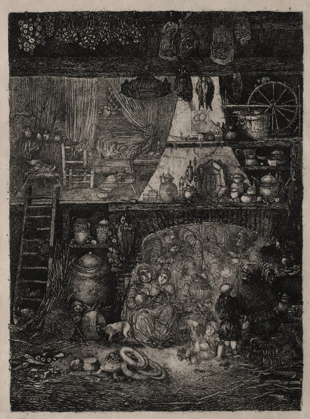 Peasant Interior in the Haute-Garonne, by Rodolphe Bresdin, 1858