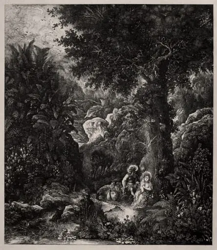 Rest on the Flight into Egypt with a Saddled Donkey, by Rodolphe Bresdin
