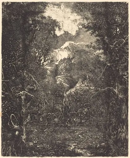 The Towns Behind the Marsh, by Rodolphe Bresdin