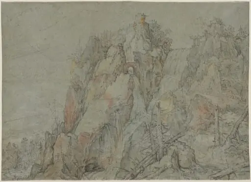 Mountainous Landscape with Castles and Waterfalls, by Roelandt Savery