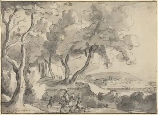 Horseman and Attendants at the Edge of a Wood, by Roelant Roghman