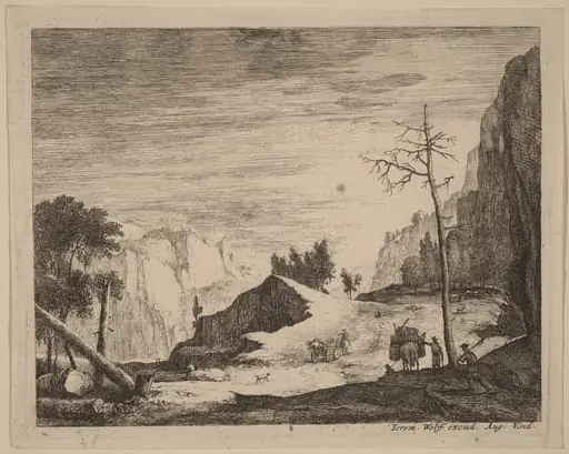 Mountainous Landscape with a Cart: pl.8, by Roelant Roghman