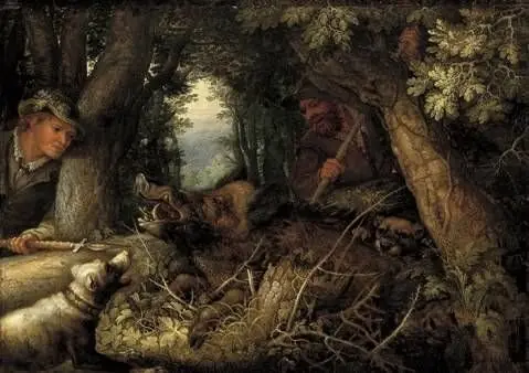 Boar hunting, by Roelant Savery