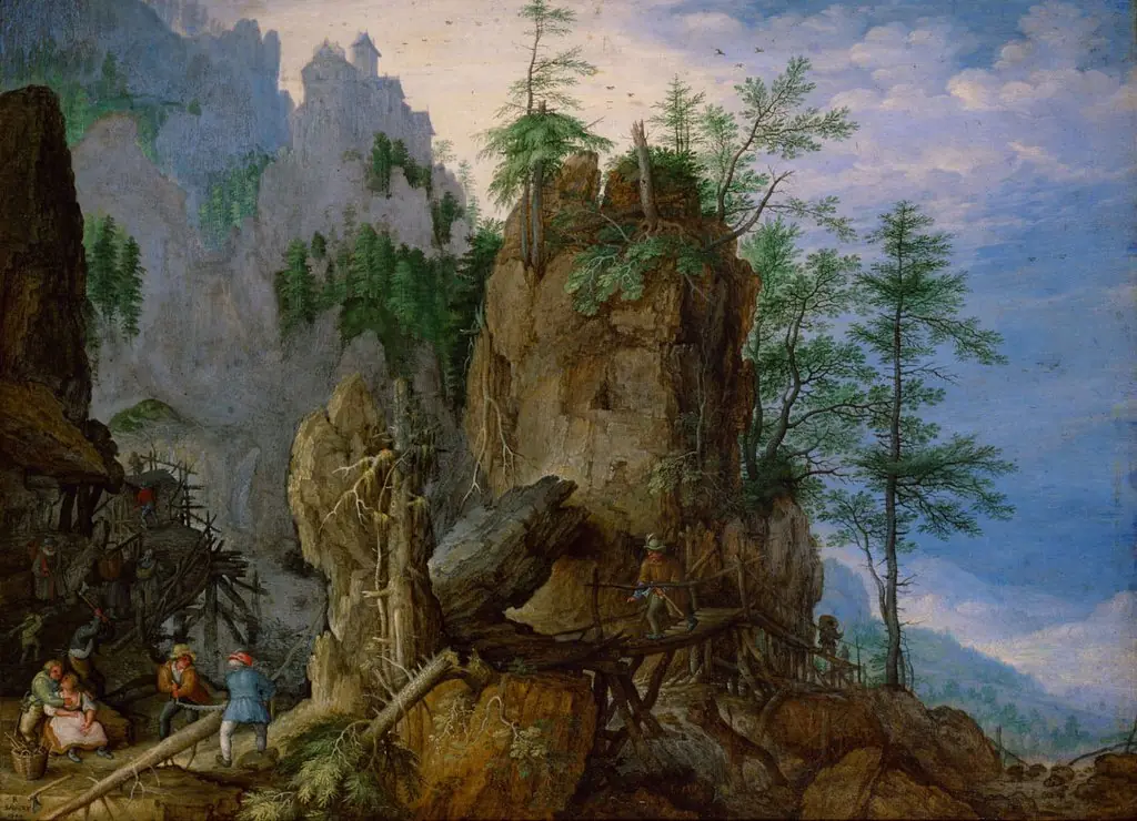 Gebirgslandschaft mit Holzfällern, by Roelant Savery
