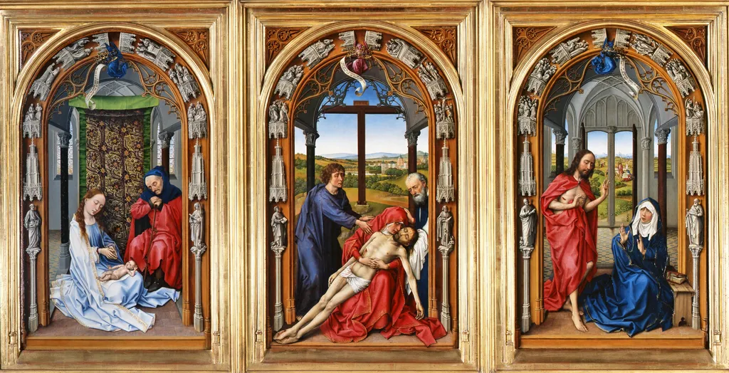 Miraflores Altarpiece, by Rogier van der Weyden, oil, 1443