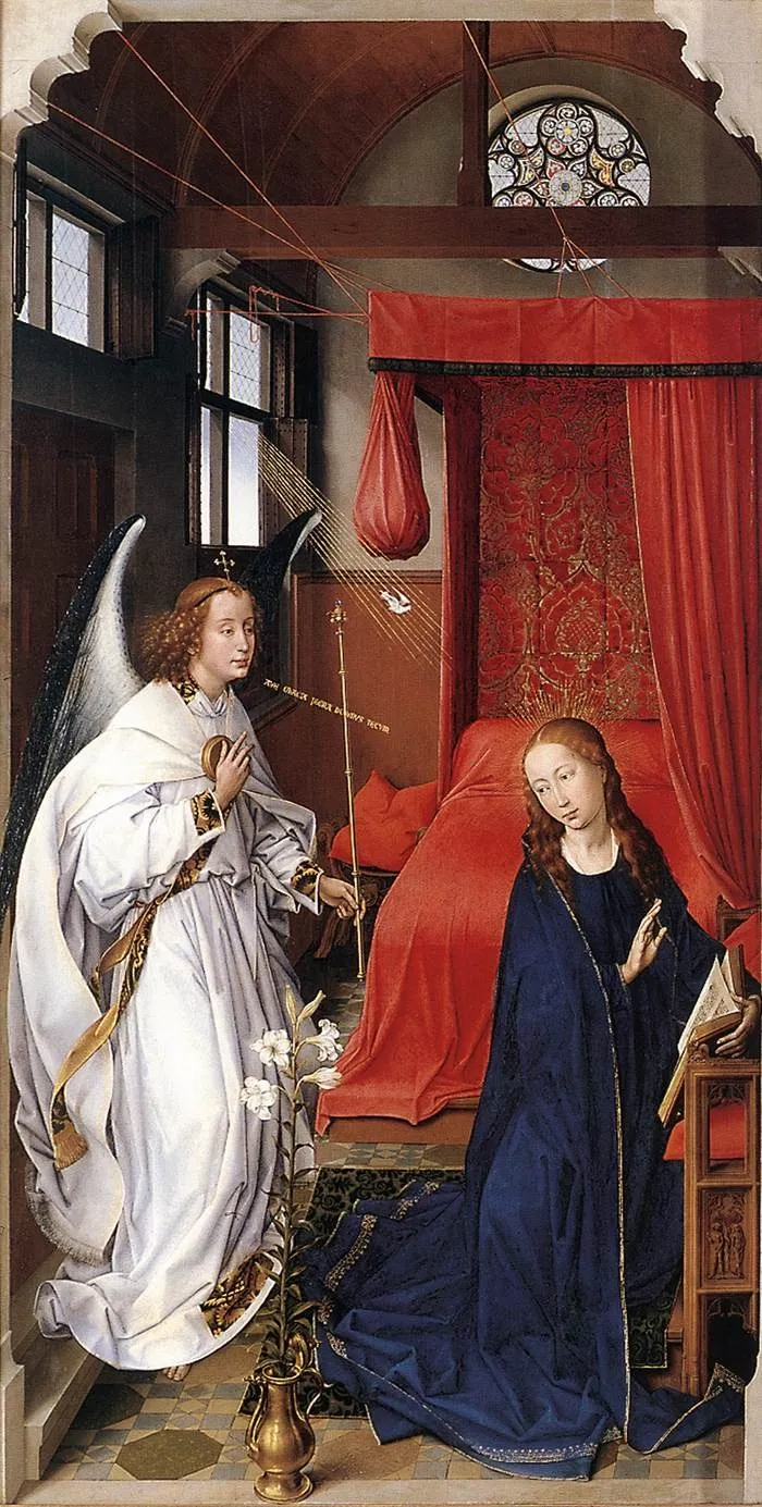 St Columba altarpiece: Annunciation, by Rogier van der Weyden, oil, 1455